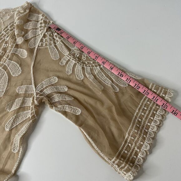 Rebellion Again Sheer Lace Mesh Duster Cardigan Womens Sz M Festival Boho Fairy - Picture 9 of 13